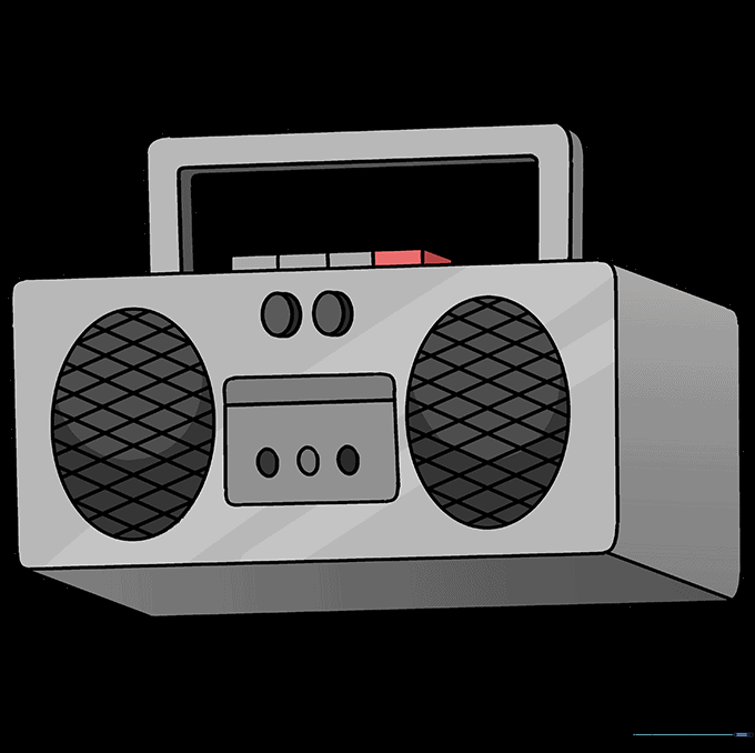 A fully colored, vibrant cartoon radio drawing.