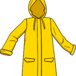 A vibrant, finished illustration of a yellow rain coat, perfect for rainy day art projects.