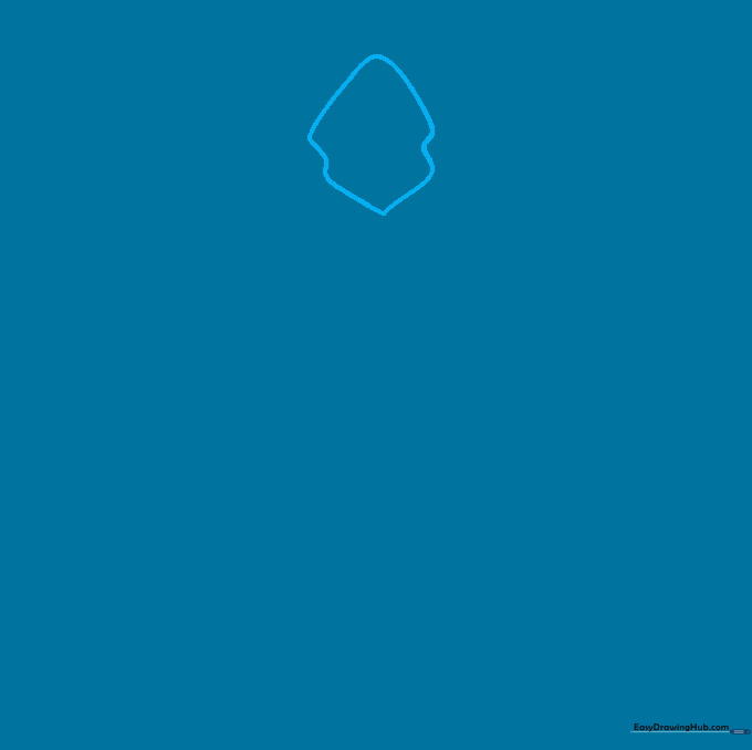 Pencil sketch of an irregular curved shape representing the hood opening of a rain coat.