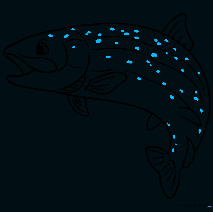 Adding scattered spots across the trout's body for realistic detail.