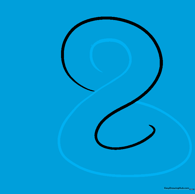 The snake body takes shape as a second parallel line creates a closed loop.