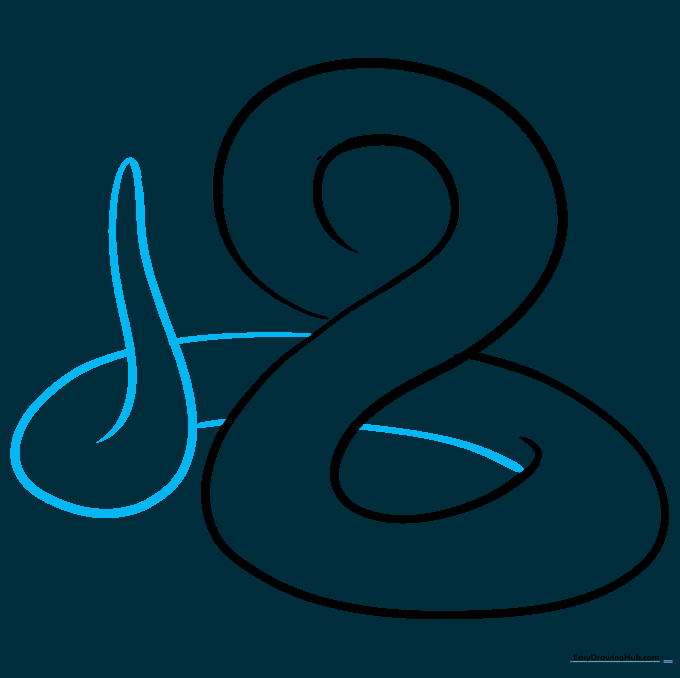 The tail section is extended into a tapered point at the end of the snake's body.