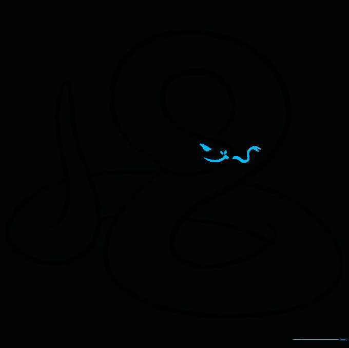 Detailed facial features including a forked tongue, eyes, and nostrils added to the snake's head.