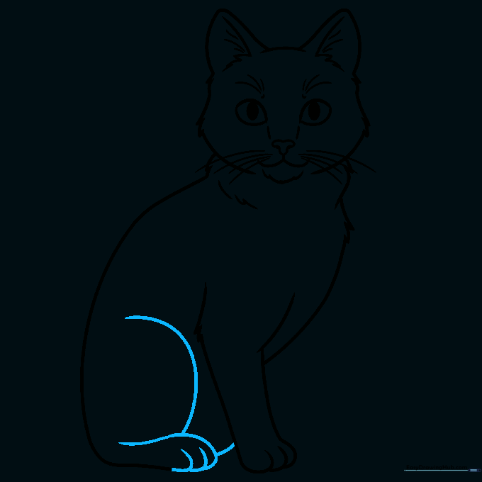 Pencil sketch showing the addition of the second front leg and paw.