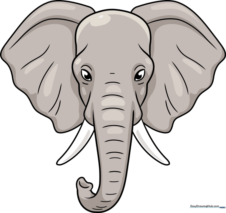A completed, high-quality realistic elephant head drawing, showcasing detailed skin texture and shading.