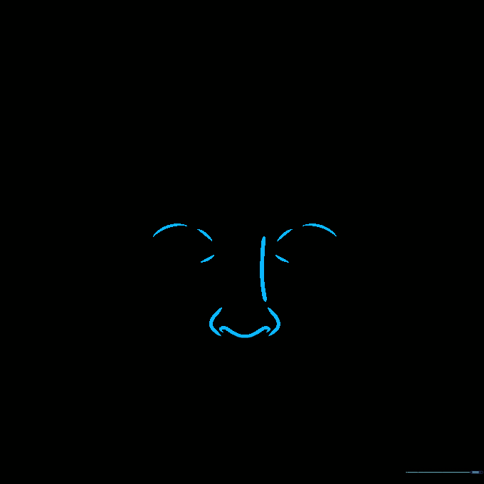 Close-up sketch showing added eyelid curves and lash details.