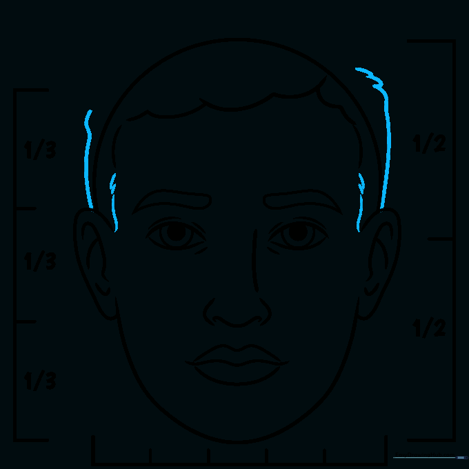 Sketch showing added texture and volume to the hair.
