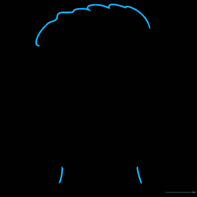 Final sketch showing the neck and completed head outline.
