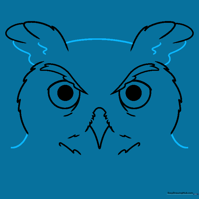 Connecting the head shapes with wavy lines to create a fluffy feather effect.