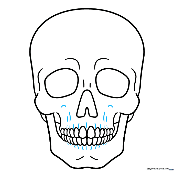Adding small textural dashes around the nasal and dental areas.