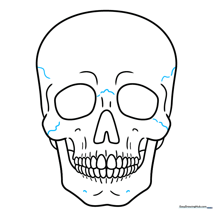 Adding subtle crack lines to the surface of the skull for a weathered look.