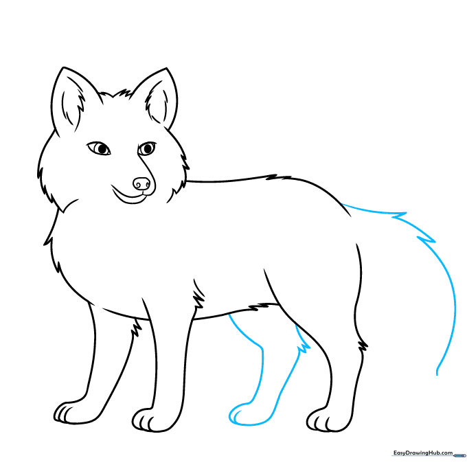 Fox outline showing the start of the large, bushy tail.