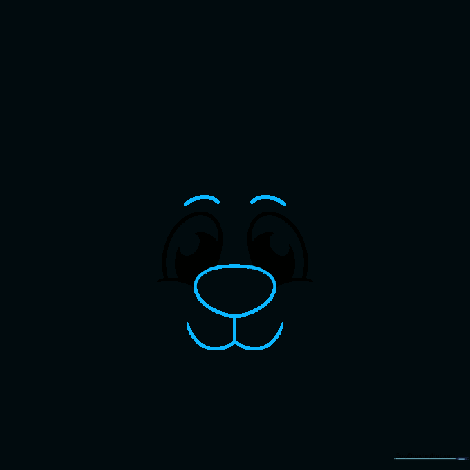 Drawing of a reindeer nose, smiling mouth, and arched eyebrows added to the face.