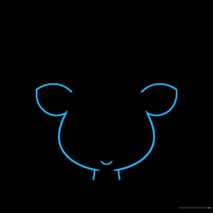 Line drawing showing the full outline of the reindeer head, ears, and neck.