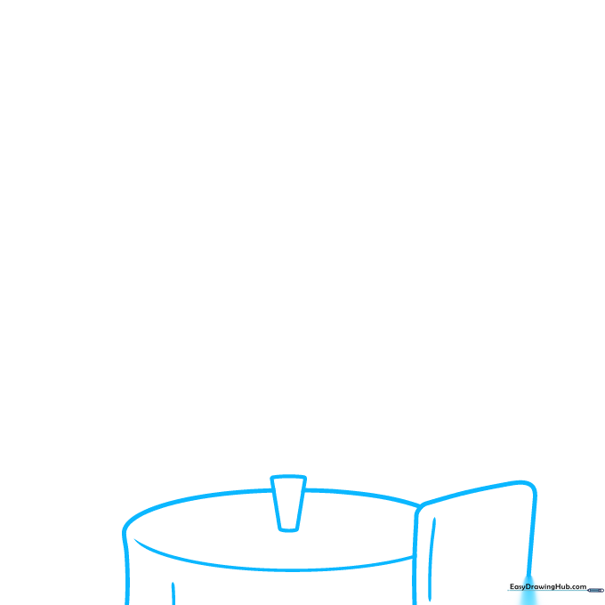 Sketching the base shapes of a table and chair for a restaurant drawing.