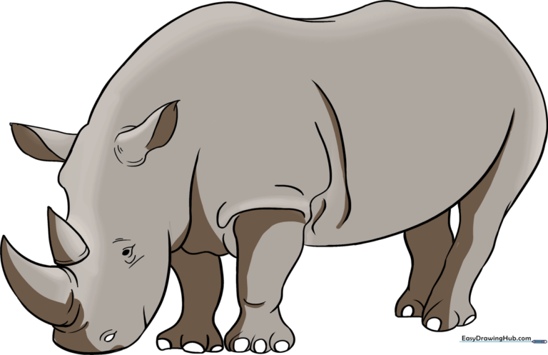 A friendly, finished cartoon rhino illustration.