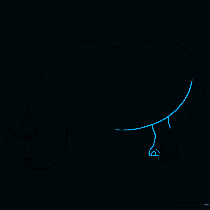 Adding the belly line and the second rear leg to the rhino drawing.
