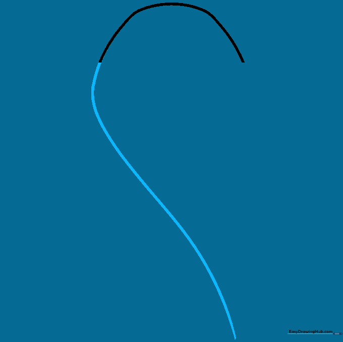 The top curve extended into an S-shaped line to start the side of the ribbon.