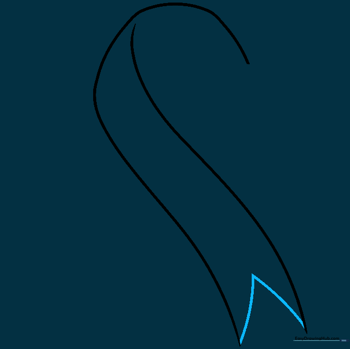 A V-shaped line connecting the two ends to show a folded ribbon tail.