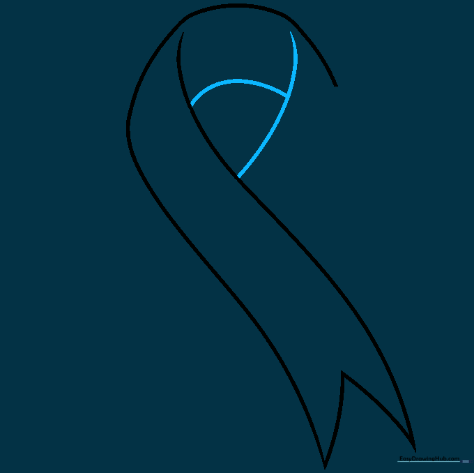 Two overlapping curved lines forming the top loop of the awareness ribbon.