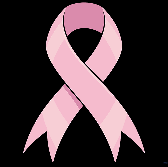 A fully colored pink awareness ribbon drawing.