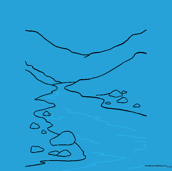 Wavy lines added to the center of the river to represent flowing water and ripples.