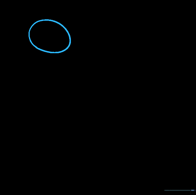 A light pencil sketch of a single oval representing the robin's head on a white background.