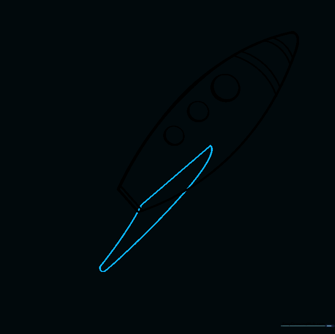 A triangular fin shape attached to the base of the rocket.