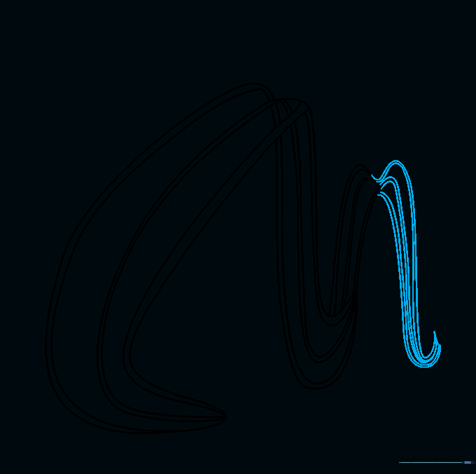 Drawing showing additional curved track sections being added to the roller coaster.