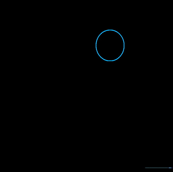 A simple pencil-drawn circle serving as the base for a rooster's head.