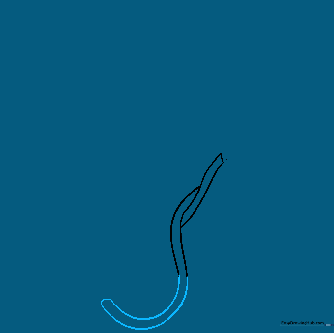 Drawing a C-shaped loop to continue the rope structure.