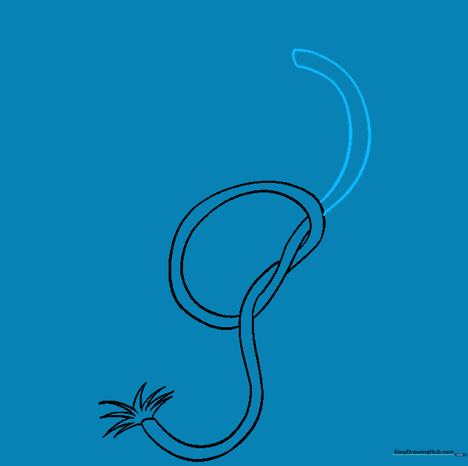 Continuing the rope upwards from the knot.