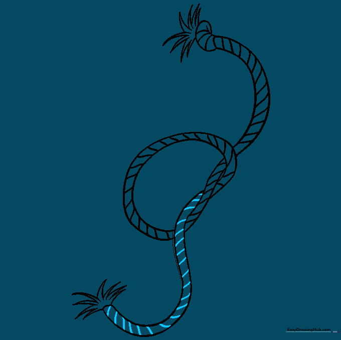 Completing the rope texture with final parallel lines.