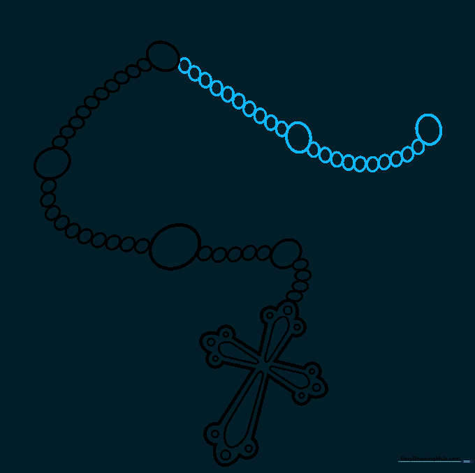 Nearly completed circular rosary chain.