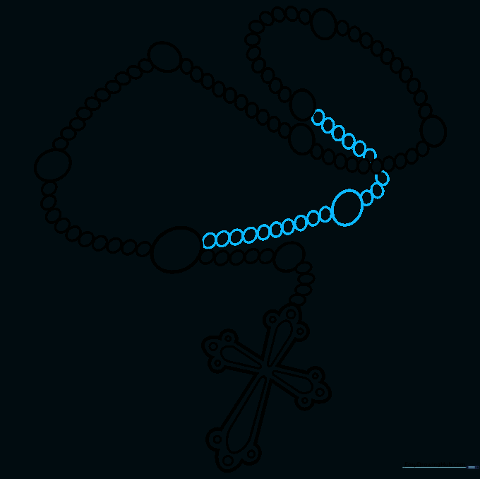 Finalizing the outline of the rosary with all segments connected.