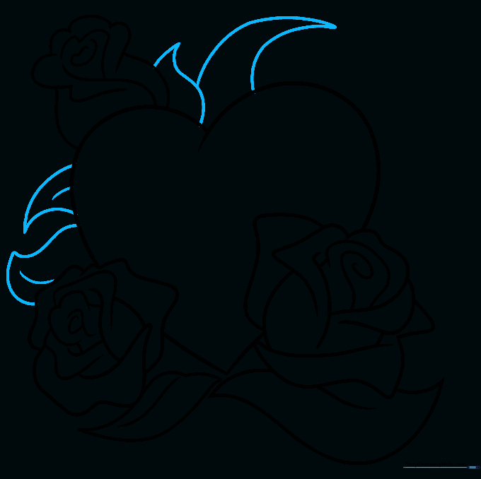 Adding additional leaf details along the sides of the heart.