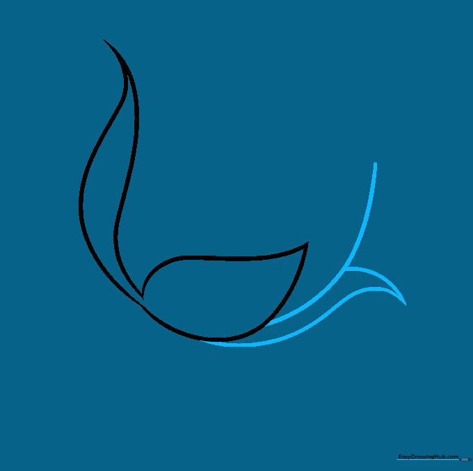 Drawing the side outline of the rose bud and adding a third sepal.