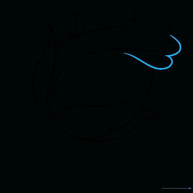 Drawing additional U-shaped lines to define the petal edges of the rose bud.