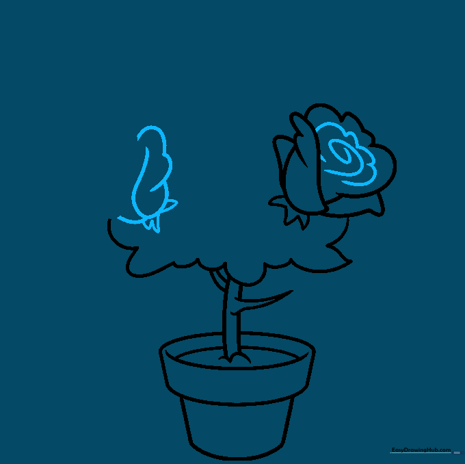 Adding spiral details to the rose center and starting a second flower.