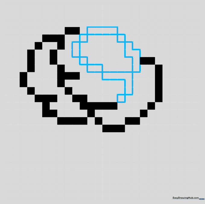 The central bud of the rose being defined with pixel blocks.