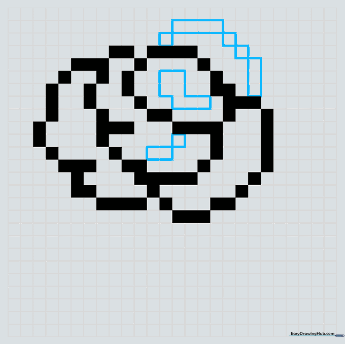 Outer petals added to the rose with internal shading blocks.
