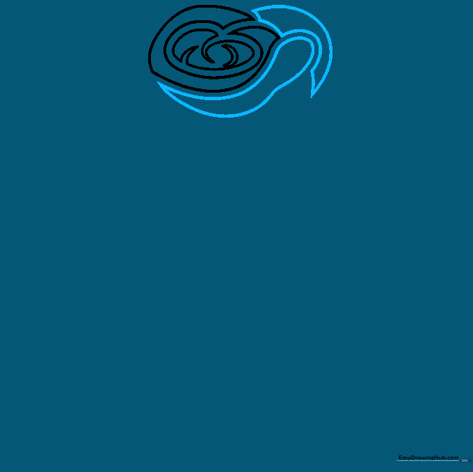 Adding depth to the rose by drawing folded petal edges.