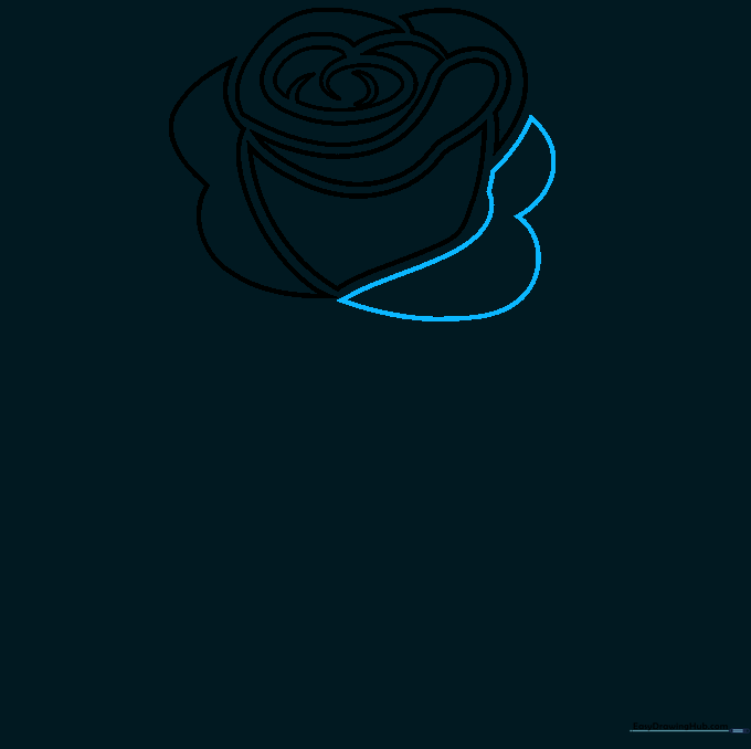Adding ruffled, pointed edges to the right side of the rose.