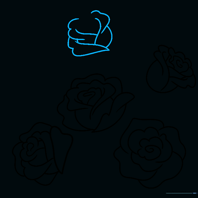 Starting a new rose flower using a Y-shaped guide line.