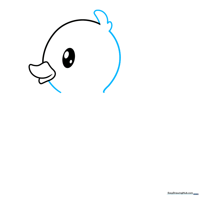 The duck's head shape is finalized with a small feather tuft on top.