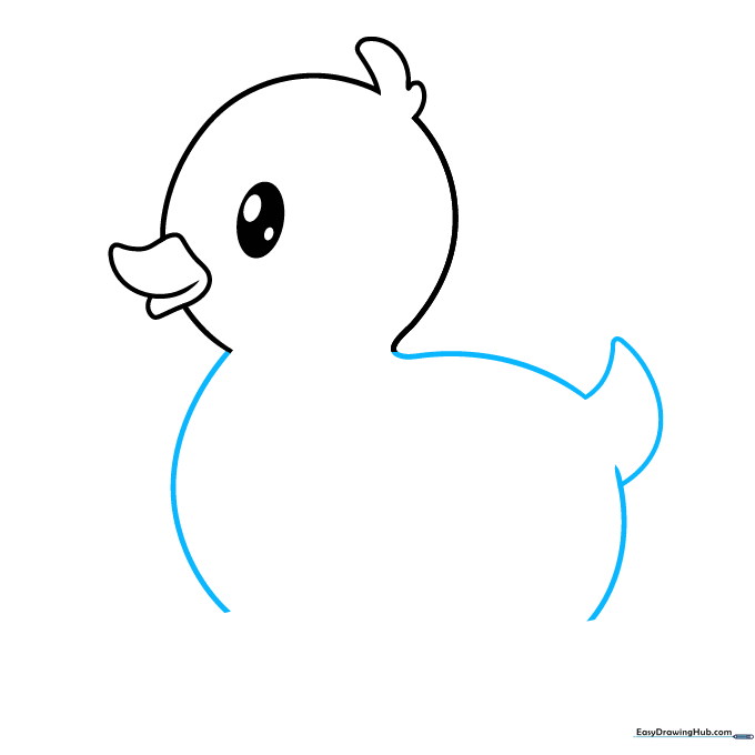 The round body of the rubber duck is added with a small tail extension.