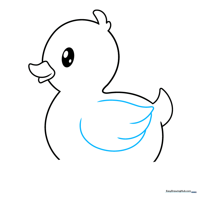 A simple curved wing is drawn on the side of the duck's body.