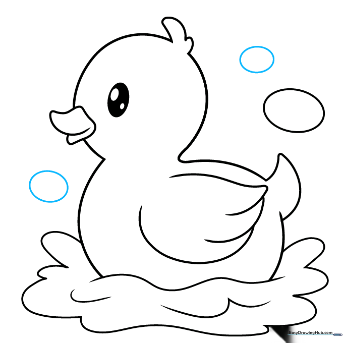 Multiple bubbles of different sizes are added around the rubber duck.