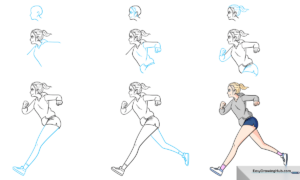 Full-color anime girl running in a hoodie, demonstrating dynamic character movement.