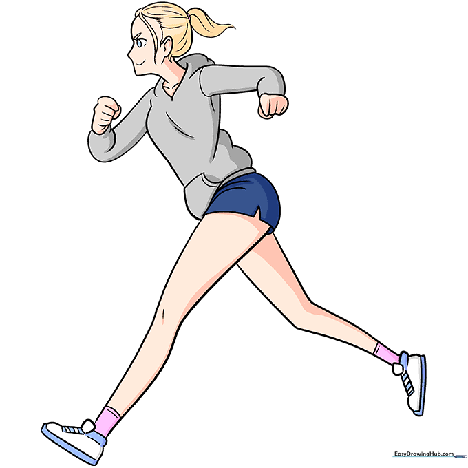 The final colored illustration of a running anime girl.
